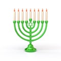 Green Hanukkah Menorah with candles 3d illustration