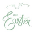 Green happy easter day simple lettering. Calligraphy postcard or poster graphic design lettering element. Handwritten calligraphy