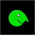 Green happy face illustration icon. elder green face with smile