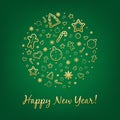 Green Happy New Year Card