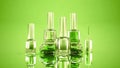 Green Happy summer stylish background with bottles of nail polish. Fashion, makeup, manicure, beauty Royalty Free Stock Photo