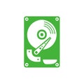 Green Hard Drive Icon: Simple Data Storage Symbol for Computer Components and Technology Royalty Free Stock Photo
