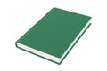 Green hardcover book on white background with clipping path