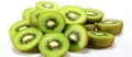 Green Hardy kiwi slices a natural food ingredient for desserts and dishes