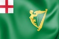 Green Harp Ensign of Ireland 1701. 3D Illustration