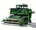 Green harvester hand drawn