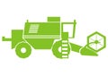 Green harvester, combine, web symbol, vector illustration