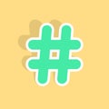 Green hashtag icon sticker with shadow Royalty Free Stock Photo