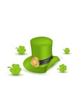 Green hat with buckle with clovers in saint Patric