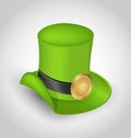 Green hat with buckle in saint Patrick Day - on w