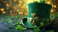 Green Hat With Shamrock, A Festive Accessory for St. Patricks Day Celebrations