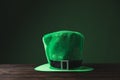 green hat on wooden table st patricks