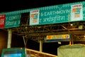 Green head board of NHAI toll booth with sticker for Fastag and cash