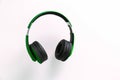 Green headphone isolate on white background Royalty Free Stock Photo