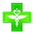 Green health cross icon isolated