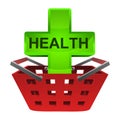 Green health cross in red basket vector
