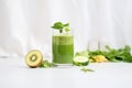 green health juice with kale, cucumber and apple Royalty Free Stock Photo