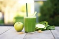 green health juice with kale, cucumber and apple Royalty Free Stock Photo