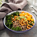 Green and healthy grain bowl with roasted chickpeas Royalty Free Stock Photo