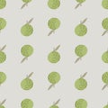 Green healthy vitamin apple ornament seamless pattern. Doodle simple print with light blue background