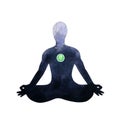 Green heart chakra human lotus pose yoga, abstract inside your mind Royalty Free Stock Photo