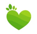 Green heart with leaves eco symbol. Ecology green icon sign concept Royalty Free Stock Photo