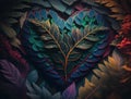 Green heart made by foliage that represents environmental protection created with Generative AI technology