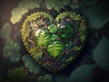 Green heart made by foliage that represents environmental protection created with Generative AI technology