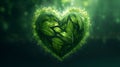 Green heart made of leaves as a symbol of earth love and healthy enviornment. Green life concept. The texture of heart shape Royalty Free Stock Photo