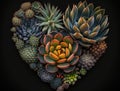Green heart made by various succulents Environmental protection concept created with Generative AI technology