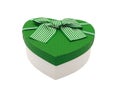 Green heart present box. Gift for lover white color inside with bow tie isolated on white backgrond with clipping path . beauty sh