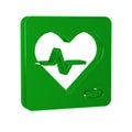 Green Heart rate icon isolated on transparent background. Heartbeat sign. Heart pulse icon. Cardiogram icon.