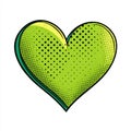 Green Heart Shape With Halftone Dots Effect And Black Outline On White Background Royalty Free Stock Photo
