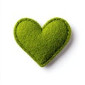 Green Heart Shape Made of Grass on White Background with Soft Shadow Royalty Free Stock Photo