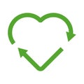 Green heart shape recycle icon