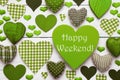 Green Heart Texture With Happy Weekend