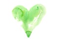 Green heart watercolor illustrator on white background