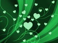 Green Hearts Background Shows Romantic And Passionate Wallpaper