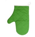 Green heat protective mitten isolated on white background.