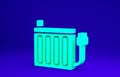 Green Heating radiator icon isolated on blue background. Minimalism concept. 3d illustration 3D render Royalty Free Stock Photo