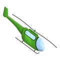 Green helicopter icon, cartoon style