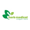 Green herb medical logo vector template