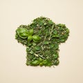 Green Herb and Spice Chef Hat Shaped Collage Royalty Free Stock Photo