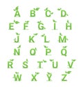 Green herbal alphabet with leaves