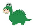 Green herbivorous dinosaur with big happy smile and star spots