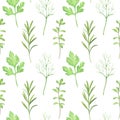 Green Herbs Seamless Pattern