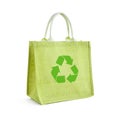 Green hessian or jute shopping bag Royalty Free Stock Photo