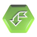 Green Hexagon push button arrow left and down - 3D rendering illustration Royalty Free Stock Photo