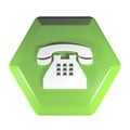 Telephone icon green hexagonal push button - 3D rendering illustration Royalty Free Stock Photo