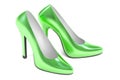 Green high heel shoes, 3D rendering